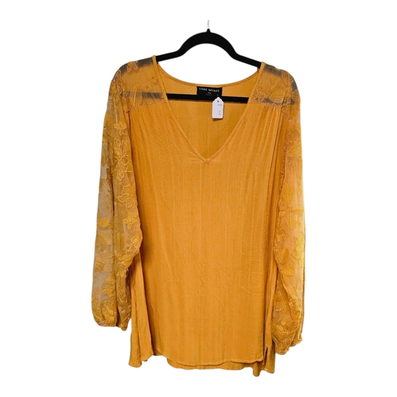 Lane Bryant Tops - Lane Bryant Gold Embellished Blouse Relaxed Fit